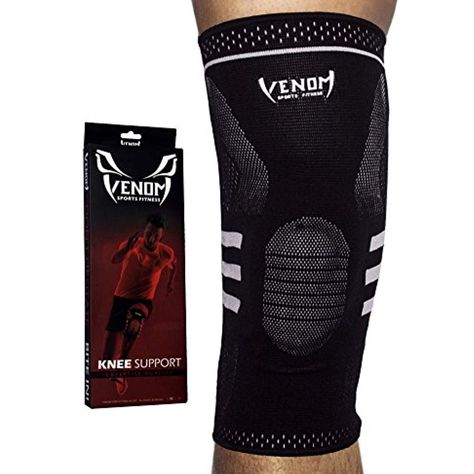 Venom Knee Sleeve Compression Brace - Elastic Support #teamsports Crossfit Lifts, Knee Meniscus, Jumpers Knee, Improving Circulation, Braces Elastics, Runners Knee, Knee Compression Sleeve, Fitness Motivation Pictures, Knee Support