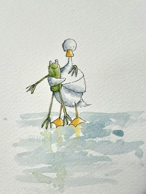 Frog Painting Ideas, Watercolor Ducks, Stand In The Gap, Frosch Illustration, Be Faithful, Watercolor Pictures, Watercolour Inspiration, S Heart, Watercolor Art Lessons