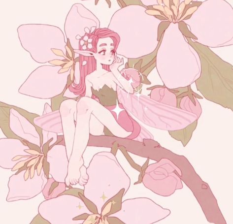 Kawaii Fairy Aesthetic, Pink Fairy Drawing, Fairycore Character Design, Kawaii Fairycore, Pink Fairy Painting, Pink Fairy Character Design, Pink Fairy Asthetics, Steven Universe Tumblr, Person Drawing