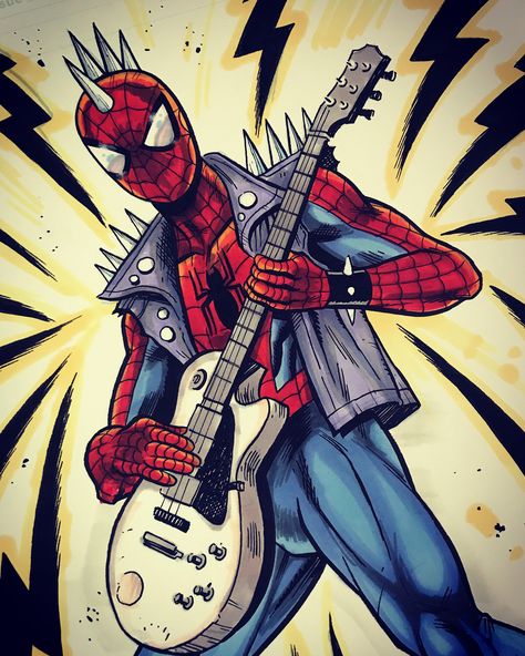 Spider-Punk from Marvel Comics, commission by Brent Schoonover. ‬#Marvel #SpiderPunk #spiderman #brentschoonover #brentschoonoverart #marvelart #spidermanart #peterparker #marvelcomicsart #spidermandrawing Spiderman Au, Spider Face Painting, Lofi Art, Punk Drawing, All Spiderman, Hobie Brown, Spider Punk, Spiderman Drawing, Spider Crafts