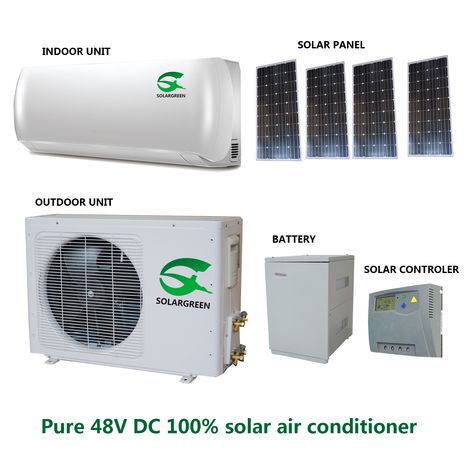 Solar Powered Air Conditioner, Solar Refrigerator, Solar Air Conditioner, Diy Solar Power System, Solar Ac, Small Wind Turbine, Split System Air Conditioner, Solar Fan, Solar Energy Projects