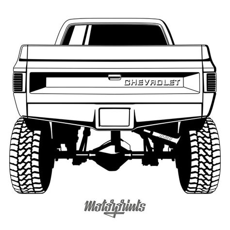 Chevy Truck Outline, Chevy Trucks Drawings, Squarebody Tattoo, Square Body Chevy Drawing, Old Truck Drawings Chevy, Chevy Truck Tattoo Ideas, Pickup Truck Tattoo, Old Truck Drawings, Chevy Truck Tattoo