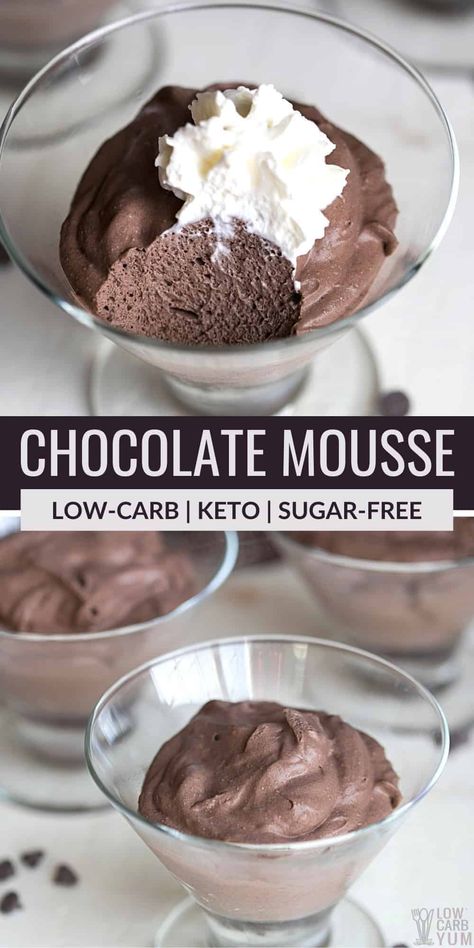 Low Carb Chocolate Mousse, Keto Chocolate Mousse, Sugar Free Pudding, Postre Keto, Chocolate Mousse Recipe, Sugar Free Low Carb, Low Carb Low Sugar, Best Low Carb Recipes, Keto Brownies