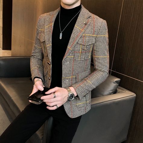 Mens Blazer Pattern, Business Casual Jacket, Mens Business Casual, Slim Fit Suit Pants, Men's Business Suits, Business Casual Blazer, Blazer Pattern, Tweed Waistcoat, Blazer Casual