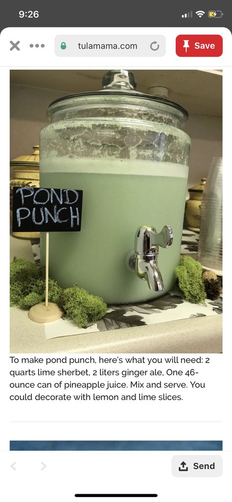 Pond punch by tulamama Pond Punch Recipe, Pond Punch, Buck Cake, Hunting Baby Shower Theme, Duck Baby Shower Theme, Woodland Baby Shower Food, Lucas Baby, Baby Shower Camo, Baby Shower Punch