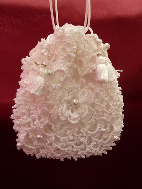 Irish Lace Bridal Purse Crochet Patterns Bag, Macrame Tas, Crochet Sachet, Wedding Crochet Patterns, Lace Purse, Drawstring Bag Pattern, Lace Bag, Bridal Purse, Crochet Wedding