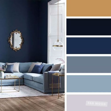 The Best Living Room Color Schemes - Gold + Gray + Blue Color Palette - Fabmood | Wedding Colors, Wedding Themes, Wedding color palettes Blue Living Room Color, Good Living Room Colors, Color Palette Living Room, Living Room Decor Gray, Gold Living Room, Living Room Decor Colors, Yellow Living Room, Living Room Color Schemes, Grey Color Scheme