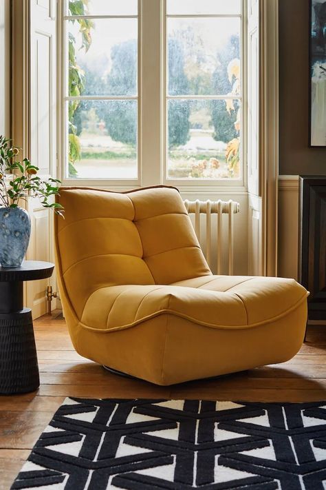 Colourful Accent Chair, Cool Lounge Chairs, Lounge Swivel Chair, Reading Chairs For Small Spaces, Comfy Swivel Chairs, Comfy Accent Chairs For Living Room, Bedroom Chair Ideas Small Spaces, Comfy Chairs For Living Room, Yellow Chair Living Room