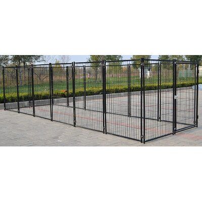 Perfect pet pen as exercise fence barrier, ideal for dog, puppy or small animals to keep them happy and safe | ChickenCoopOutlet Modular Fence Barrier Pet Pen Metal in Black, Size 48.0 H x 120.0 W x 120.0 D in | Wayfair Dog Kennel And Run Outdoor, Fence For Dogs Backyards, Temporary Dog Fence Ideas, Cheap Dog Fence, Temporary Dog Fence, Fencing For Dogs, Outdoor Puppy Pen, Large Dog Pens Outside, Temporary Fencing For Dogs