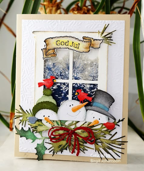 Homemade Holiday Cards, Snowman Christmas Cards, Snowman Cards, Window Cards, Winter Snowman, Homemade Christmas Cards, Christmas Card Crafts, Cricut Cards, Diy Christmas Cards