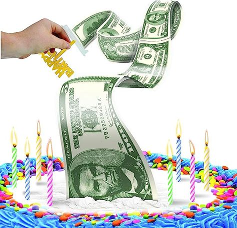 Amazon.com: BEST PARTY EVER! Cash Stash Cake Surprise, Pull Out Money Box for Birthday Cake, Holds 40+ Bills, Happy Birthday Cake Topper, Includes Cake Cutter for Easy Use, 1 Count : Grocery & Gourmet Food Money Box For Birthday, First Birthday Candle, Cake Surprise, Box For Birthday, Candle Surprise, Cake Pulls, Birthday Lights, Money Cake, Glitter Candles