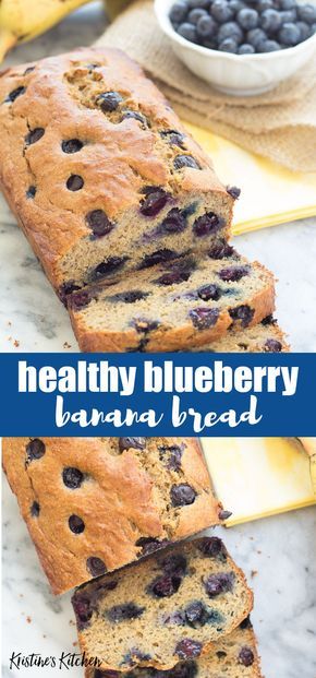 Healthy Blueberry Banana Bread, Blueberry Banana Bread Recipe, Berry Desserts, Nourishing Recipes, Blueberry Banana Bread, Berry Recipes, Kitchen Top, Blueberry Bread, Healthy Blueberry