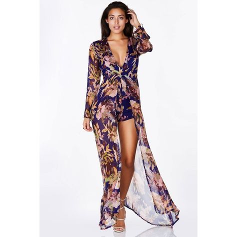 Blossom Maxi Romper (155 ILS) ❤ liked on Polyvore featuring jumpsuits, rompers, royal blue, flower romper, white romper, royal blue romper, sheer romper and chiffon romper Maxi Romper Dress, Women Romper, 2018 Style, Chiffon Romper, Short Maxi Dress, Staple Dress, Maxi Romper, Summer Closet, King Fashion