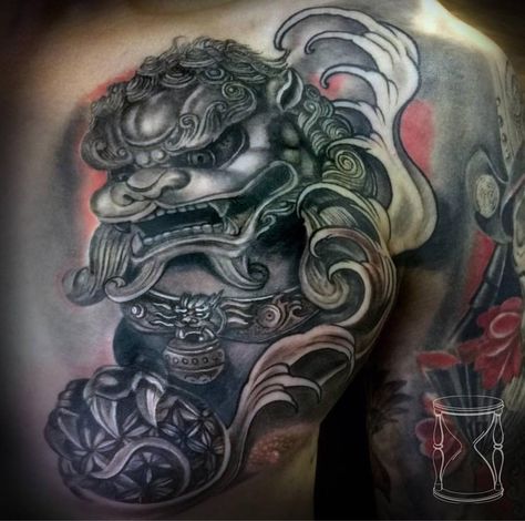 Foo Dog Hand Tattoo, Hanya Mask With Snake Tattoo, Foo Dog Chest Tattoo Design, Japanese Dragon Face Tattoo, Foo Dog Face Tattoo, Biomechanical Tattoo Design, Marilyn Monroe Tattoo, Foo Dog Tattoo, Lace Tattoo Design