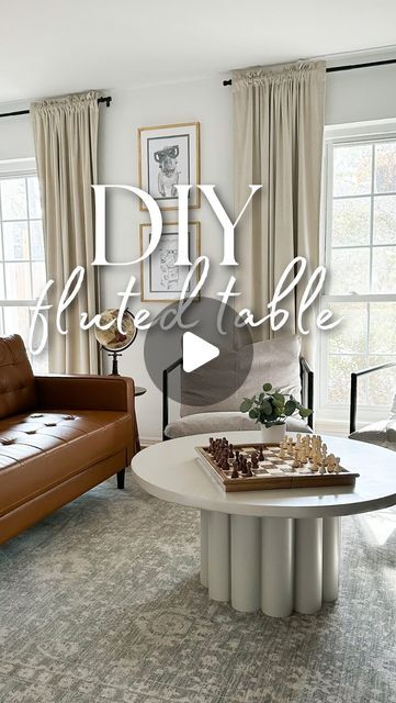 Kelsey Mackall | DIY & Real Life Reno on Instagram: "This DIY fluted coffee table was inspired by a $1000 designer piece and I made it for just $50 in PVC pipe! It’s such a statement piece and was an incredibly easy project. Jigging the router to cut a perfect circle was the hardest part. I love the power of DIY!" Diy Circular Coffee Table, Circle Coffee Table Decor, Diy Round Coffee Table, Rh Coffee Table, Round Coffee Table Diy, Fluted Coffee Table, Circle Coffee Tables, Circular Coffee Table, African House