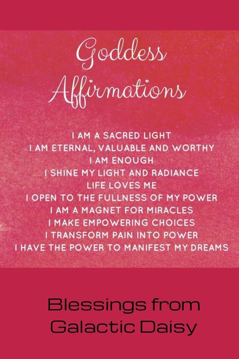 Affirmations to help bring some Goddess inspired self love into your life. Self Love Magick, Self Love Prayer, Magnetic Affirmations, Seductress Affirmations, Goddess Affirmations, Goddess Aphrodite Affirmations, Devine Feminine Affirmations, Goddess Affirmations I Am, Feminine Wellness