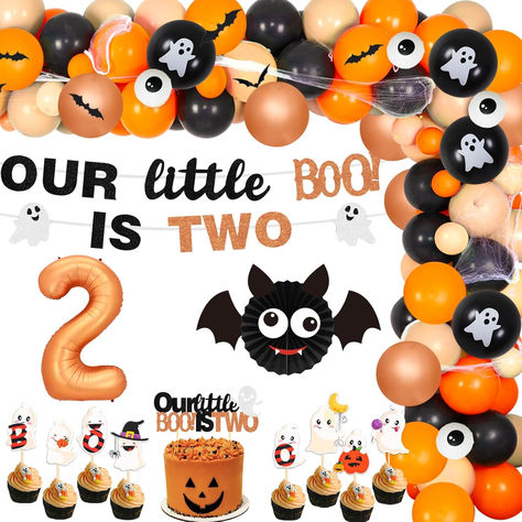 Halloween 2nd Birthday Party Decorations, Our Little Boo Is Turning Two Decorations, Orange Black Balloon Arch Number 2 Foil Balloon Banner Cake Cupcake Toppers Halloween Spider Decorations #ad #halloween #halloweenbirthdayparty #halloweenbirthdaypartyideas #halloweenbirthdaypartysupplies #ourlittlebooistwo #ourlittleboois2 #ourlittlebooisturning2 #booiam2 #booiamtwo #2ndbirthdaypartyideas #2ndbirthdaypartythemes Our Boo Is Two, Our Little Boo Is Turning Two, Halloween 2nd Birthday Party, Little Boo Is Turning Two, Boo Is Turning Two, Black Balloon Arch, 2nd Birthday Party Decorations, Halloween Spider Decorations, Spider Decorations