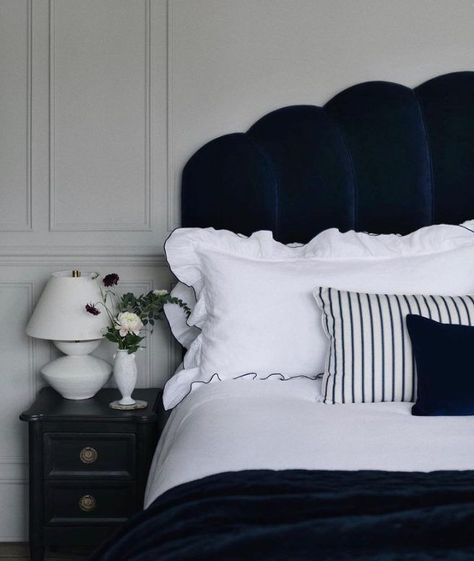 No 17 House, Navy Bedding, Bedroom Design Trends, Soho Home, Dreams Beds, Superking Bed, Bedroom Renovation, Velvet Bed, Soho House