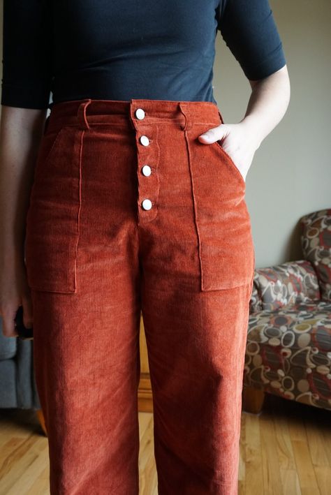 Rusty Corduroy Lander Pants - Megan Makes Corduroy Pants Sewing Pattern, Plus Size Corduroy Pants, Lander Pants, Wide Leg Pants Pattern, Trousers Pattern, Wardrobe Architect, Corduroy Pants Women, Minimal Wardrobe, Pants Sewing Pattern