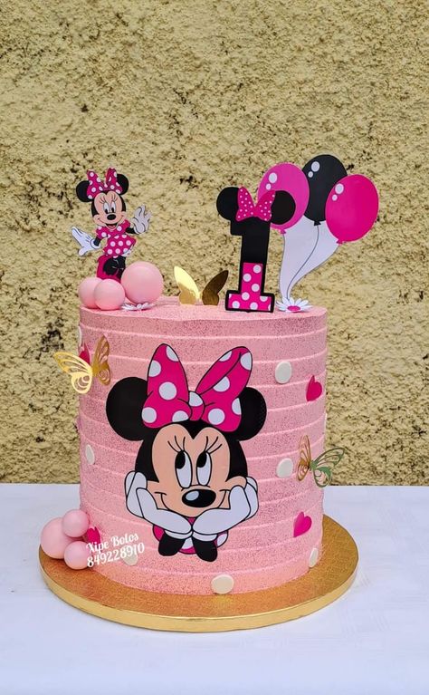 Minnie Mouse Cake Ideas, Birthday Cake Minnie Mouse, Pink Minnie Mouse Cake, Baby Minnie Mouse Cake, Pastel Minnie Mouse, Minnie Birthday Cake, Minnie Mouse Cake Design, Minnie Y Daisy, Mickey Birthday Cakes