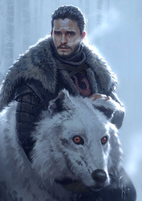 Jon Snow And Ghost, Game Of Thrones Poster, Game Of Thrones Artwork, John Snow, Got Game Of Thrones, Asoiaf Art, King In The North, Jaime Lannister, Dire Wolf