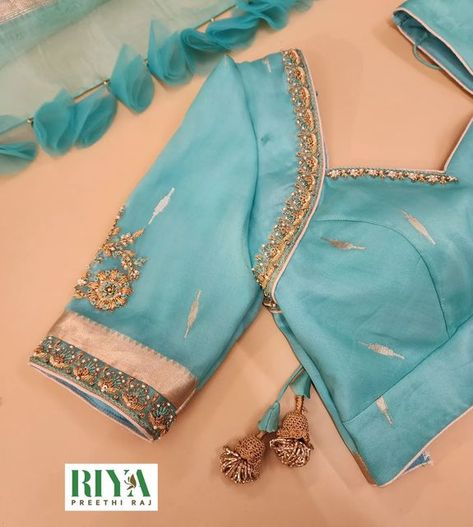 Neckline Work Designs, Working Blouse Designs, Simple Gold Blouse Designs, Shoulder Work Blouse Designs, Blue Blouse Designs Latest, Pattu Blouse Neck Designs, Lehenga Long Blouse Designs, Elegant Blouse Designs For Silk Saree, Designer Saree Blouse Patterns Latest