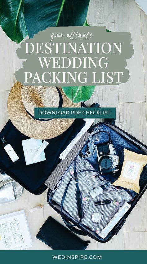 Destination Wedding Packing List PDF Checklist Packing List For Destination Wedding, Destination Wedding Checklist Packing, Beach Wedding Packing List, Weekend Wedding Packing List, Destination Wedding Packing List Brides, Destination Wedding Packing List Guest, 4 Day Packing List Summer, Wedding Guest Packing List, Wedding Packing Checklist