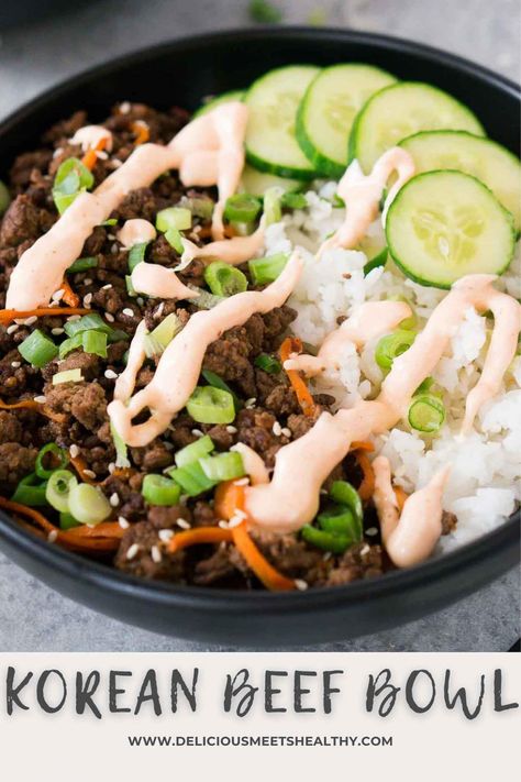 Easy Korean Beef, Beef Bowl Recipe, Korean Beef Recipes, Dinner Sandwich, Korean Beef Bowl, Beef Bowl, Beef Ground, Healthy Ground Beef, Healthy Bowls Recipes