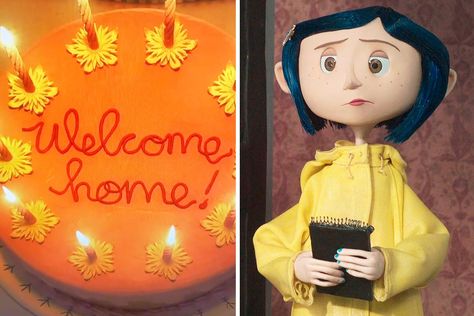 Coraline “Welcome Home” Cake: The One Detail You Never Noticed Coraline Welcome Home Cake, Coraline Cake, Caroline Birthday, Welcome Home Cake, Other Mother Coraline, Welcome Home Cakes, Home Cake, Red Birthday Cakes, Whiskey Cake