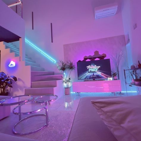 pink Vapor Wave Bedroom, Cozy Vaporwave Room, 80s Luxury Bedroom Aesthetic, Miami Vice Living Room, 80s Vaporwave Room, 80s Aesthetic Bedroom Ideas, Terminally Online Aesthetic, 80s Retro Decor, Vaporwave Bedroom Aesthetic