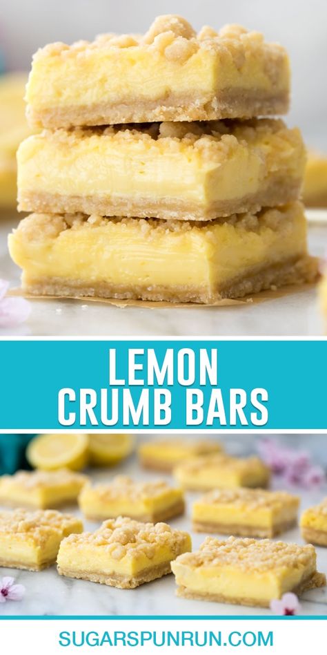 Lemon Crumb Bars, Lemon Bar Cookies, Crumb Bars, Lemon Dessert Recipes, Sweet Bar, Lemon Filling, Sweet Lemon, Fruity Desserts, Cookie Bar Recipes