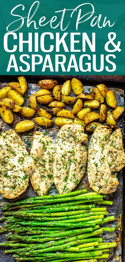 Sheet Pan Chicken And Asparagus, Simple Chicken Recipes, Chicken And Asparagus, Sheet Pan Meals Chicken, Sheet Pan Chicken, Sheet Pan Suppers, Sheet Pan Dinners Recipes, Chicken Asparagus, Simple Chicken