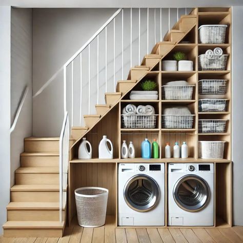 Laundry Under Staircase, Under Staircase, Room Under Stairs, Understairs Storage, Victorian House, Under Stairs, Victorian Homes, Laundry Room, Washing Machine