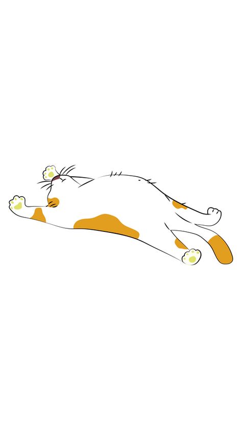 This cat shows the exact feeling that we have after a very big dinner - lie, rest, and sleep. After food, this cat feels lazy and wants to take a nap belly up. You can pet him, of course, but don't... Cat Belly Drawing, Sleepy Cat Illustration, Cat Lying Down Drawing, Sleep Cute Cartoon, Lazy Cat Drawing, Sleepy Cat Drawing, Cat Sleeping Drawing, Fat Cat Drawing, Lazy Cartoon