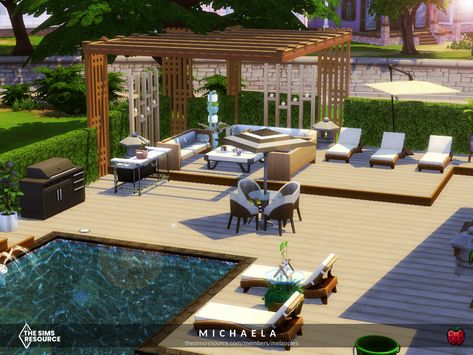 Sims 4 Backyard Ideas No Cc, Sims 4 Cc Backyard Decor, Sims Outdoor Ideas, Sims 4 Garden Ideas Base Game, The Sims 4 Backyard Ideas, Sims 4 Patio Ideas, Sims 4 Cc Patio, The Sims 4 Garden Ideas, Sims 4 Yard Ideas