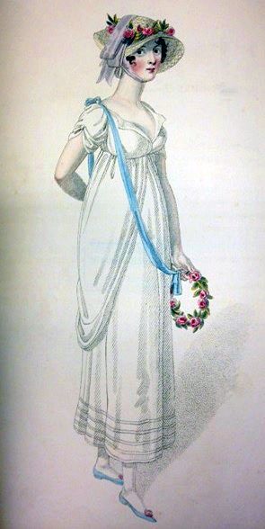 Rural Dress, 1808. John Bell, Walking Dress, Regency Era Fashion, 1800s Fashion, Regency Dress, Regency Fashion, 19th Century Fashion, Regency Era, Fashion Figures