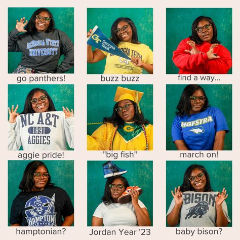 national decision day black girl yearbook photoshoot Baby Bison, Decision Day, College Pictures, Hampton University, Grad Photoshoot, Big Fish, Georgia Tech, Senior Year, The Hamptons