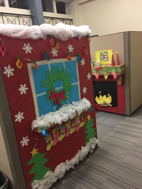 The Grinch Cubicle Decorations, Diy Cubicle, Christmas Desk Decorations, Christmas Cubicle, Cubicle Decorations, Christmas Cubicle Decorations, Office Cozy, Christmas Desk, Gift Games