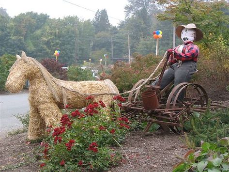 hay neigh horse pulls scarecrow plowman | Heather Wizell | Flickr Square Hay Bale Decorating Ideas, Goat Crafts, Hay Bale Decorating Ideas, Pumpkin Patch Business, Hay Bale Decor, Scarecrow Contest, Horse Decorations, Garden People, Farm Marketing