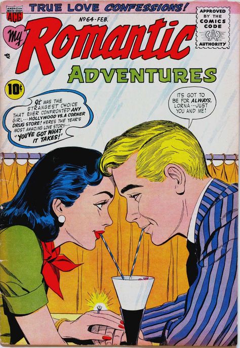 Romantic Adventures 64 (American Comics Group / ACG) Tf2 Comics, Retro Comic Art, Romantic Comics, Pulp Fiction Book, Bd Art, Love Confessions, Romantic Adventures, Comics Love, Classic Comic Books