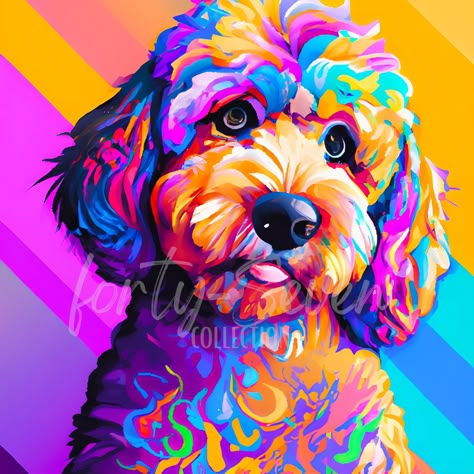 Colourful Dog Painting, Colorful Dog Portraits, Abstract Dog Painting Acrylics, Colorful Pet Portraits, Colourful Animal Paintings, Abstract Dog Painting, Rainbow Photography Nature, Dog Painting Pop Art, Colorful Dog Art