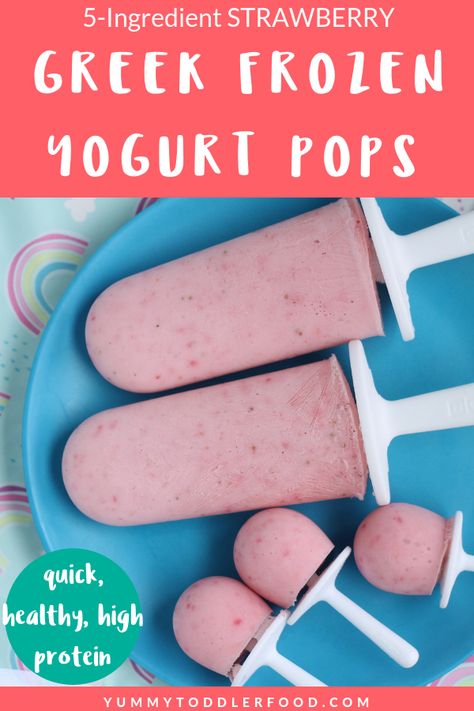 Greek Yogurt Popsicles Kids, Strawberry Frozen Yogurt Popsicles, Strawberry Yogurt Popsicles For Kids, Yogurt Breakfast Popsicles, Easy Yogurt Popsicles, Frozen Healthy Popsicles, Frozen Yogurt Popsicles Recipe, Homemade Popsicles Yogurt, Frozen Fruit And Yogurt Popsicles