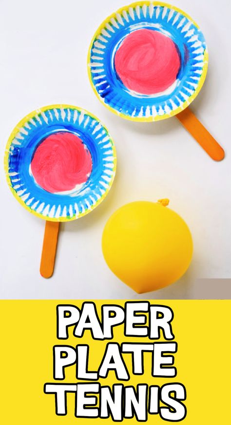 Paper Plate Balloon Tennis Game | Kids Activities Blog Sports Crafts For Toddlers, Summer Sports Crafts, Balloon Tennis, Sport Themed Crafts, Tennis Crafts, Olympic Games For Kids, Olympic Crafts, Sports Activities For Kids, Sports Crafts