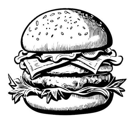 Double Burger, Procreate Art, Psd Icon, Vector Photo, Transparent Png, Premium Vector, Graphic Resources, Png Images, Hand Drawn