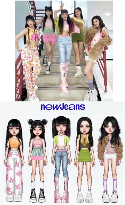 Y2k New Jeans Outfit, Newjeans Y2k Outfit, Everskies Clothes Name, New Jeans Everskies, Everskies Newjeans, Roblox Newjeans, Newjeans Inspired Outfit, Everskies Group Outfits, Kpop Everskies