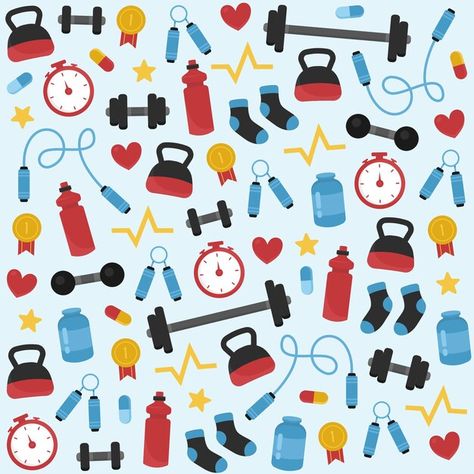 Gym equipment pattern | Premium Vector #Freepik #vector #kettlebell #health-fitness #gymnasium #barbell Gym Illustration, Fitness Backgrounds, Gym Classes, Theme Background, Kettlebell, Vector Photo, Background Patterns, Background Design, Premium Vector