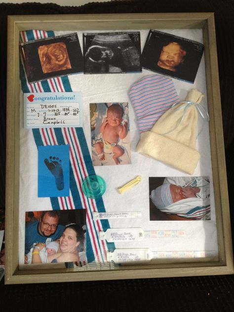 Shadow box <3 Ultrasound Shadow Box Ideas, Shadow Box For Baby Boy, Newborn Shadow Box Boy, Infant Shadow Box Ideas, Shadow Box Baby Boy, Nicu Baby Shadow Box Ideas, Ivf Shadow Box Ideas, Newborn Memory Box Ideas, Birth Shadow Box Ideas