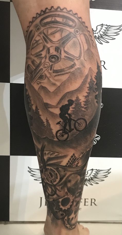 Cycling Tattoos For Men, Bicycle Tattoos For Men, Mtb Tattoo Ideas, Mountain Biking Tattoo, Mountain Bike Tattoo Ideas, Mtb Tattoo, Cycling Tattoo, Triathlon Tattoo, Mountain Bike Tattoo