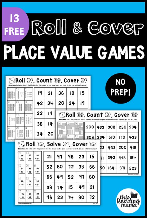 Second Grade Place Value Games, Grade 3 Place Value, Number Sense Games Grade 2, Free Place Value Worksheets, Year 2 Place Value, Free Place Value Activities, Place Value Games 3rd, Roll And Cover, Number Sense Games