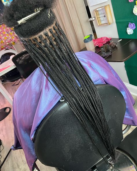 Book this style under: Sm. Box Braids (Standard Length.) Book Today link in bio as well : https://thehairmessiahllc.as.me/ #SendStars #starsforreels #sendstarstosupport #messiahhairglam #getphelltup #booknow #chicagobraider #forestparkbraider #boxbraids #braids #braider #smallboxbraids #braidideas #boxbraidstyles #SewInStyle #chicagobraidstyles #chicagotiktok #likeandshare #tellafriend #booknow #comment #share #smallbusiness #blackownership #blackowned #blackownbusiness #foryo... Small Traditional Box Braids, Traditional Box Braids, Scalp Braids, Lemonade Braids Hairstyles, Small Box Braids, Lemonade Braids, Faux Locs Hairstyles, Box Braids Styling, Hair Routine